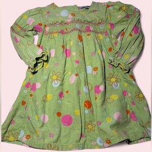 Le Top Kids Green Floral Dot Long-Sleeve Dress Top